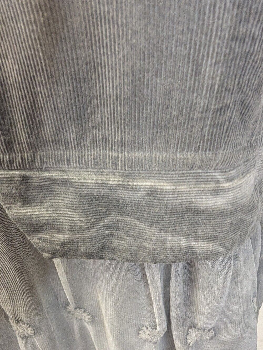 Vintage Inspired Corduroy Gray Lace-Trim Jacket 1X - Picture 7 of 8